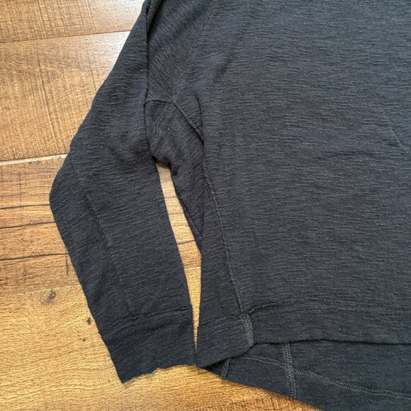 Free People Don't Forget Me Large Knit Button Detail Off The Shoulder Tee, Black - Picture 3 of 10